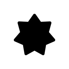 Illustration of a solid black eight pointed star with rounded corners isolated on a white background view