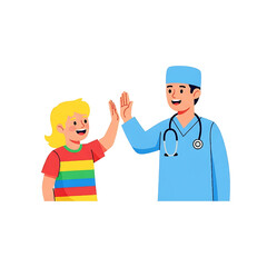 Child and Doctor High-Fiving: Healthcare and Medical Illustration