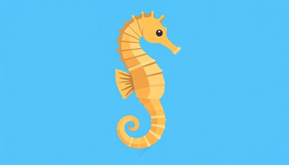 Fototapeta premium Flat Vector Icon of a Seahorse with a Curved Body