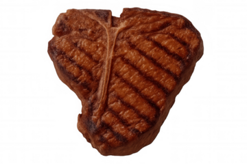 Delicious grilled t-bone steak with perfect grill marks, isolated on transparent background, showcasing culinary excellence