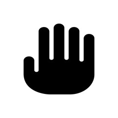 Illustration of a stylized black hand with rounded fingers displayed against a white background view front