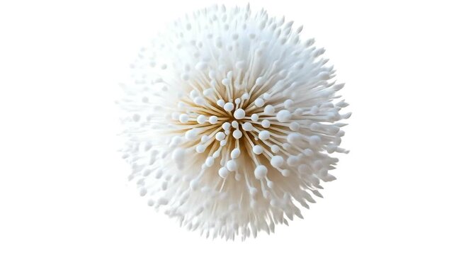 A spherical arrangement of cotton swabs creates a round textured form
