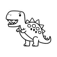 Cute cartoon dinosaur with a friendly expression and spikes stands in a playful pose against a simple background