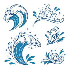 Abstract seamless floral vector pattern with blue flowers and swirls