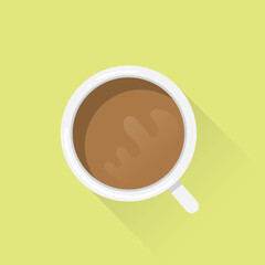 The Coffee in cup with a colour beautiful fress flat concept in the drawing illustration in the templete in vector .