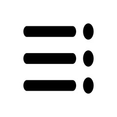 Illustration of a menu icon featuring three horizontal lines with rounded ends and three circles on the right