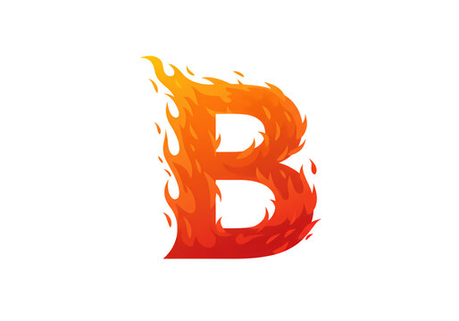 Fiery Letter B Graphic Design Element isolated on transparent background