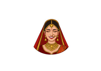 Fototapeta premium Radiant Indian Bride Vibrant Portrait for Wedding Invitations Cultural Events and South Asian Celebrations on transparent background