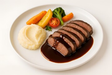 grilled steak with vegetables