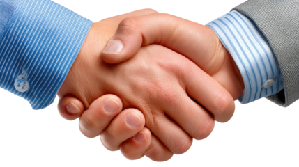 Handshake Deal: A close-up shot captures a firm handshake between two business professionals, symbolizing agreement, partnership, and successful collaboration in a professional setting.