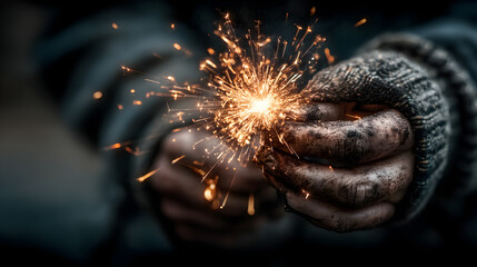 Close-Up of Sparkler Fireworks in Hand