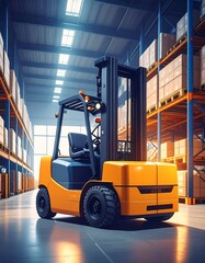Naklejka premium Forklift in a warehouse