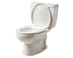 Modern White Toilet with Lid Open Isolated on White Background as Transparent. PNG. AI GENERATED