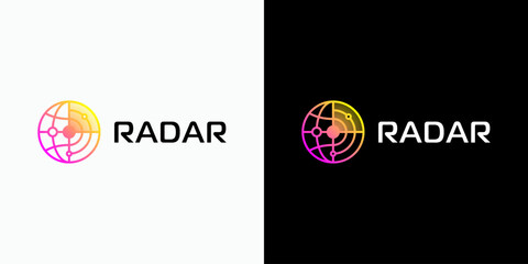 Abstract radar detector wave vector logo design. Icon for business, fishing, military and personal branding.
