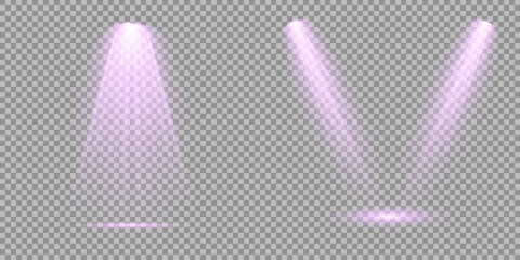 Concert lighting set includes soft beams Empty stage with spotlights. Light sources on dark wall, realistic soft concert light on abstract stage png. Multiple beam angles suit event or product scenes.