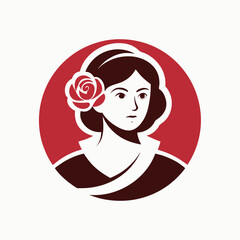 Woman with Rose in Hair Icon portrait logo