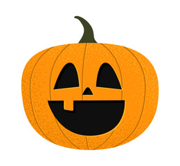 Halloween pumpkin. Jack O Lantern with creepy fear emoji decor. Holiday vector illustration isolated in white background.
