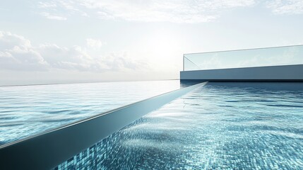 Serene Infinity Pool with Clear Water and Calm Sky