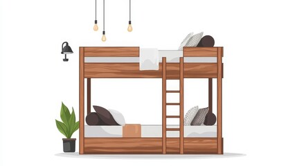 Cozy wooden bunk bed design for modern bedroom interior ideas