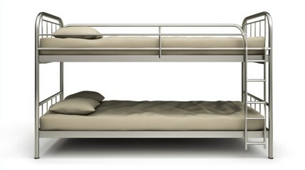 Modern Metal Bunk Bed with Neutral Bedding in Minimalist Design
