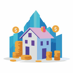 Flat vector illustration about the concept of mortgage interest rates