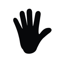 Simple Silhouette Illustration of Human Hand with Fingers Extended and Palm Displayed