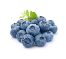 Sweet blueberries with leaves
