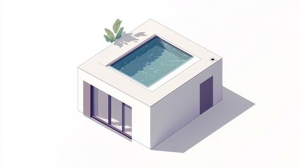Modern Minimalist House with Swimming Pool and Greenery Accent