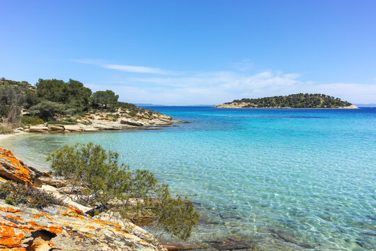 Sithonia coastline near Lagonisi Beach, Chalkidiki, Greece