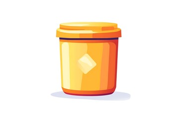 Glossy Yellow Plastic Jar with Lid and Diamond Shape Logo on White Background