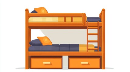 Modern Bunk Bed Design for Kids with Bright Colors and Storage