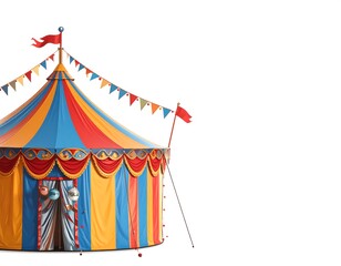 Colorful circus tent, vibrant colors, classic design