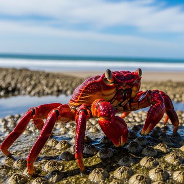 red crab on the beach