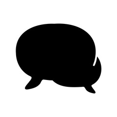 A black silhouette of two overlapping speech bubbles on a white background