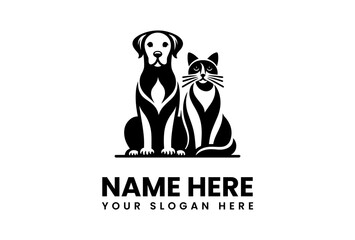 Simple Silhouette Design of a Dog and Cat.