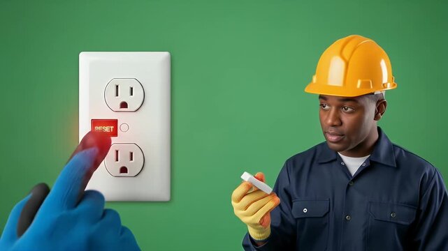 Professional Electrician Demonstrates GFCI Outlet Safety Test with Glowing Red Indicator Light