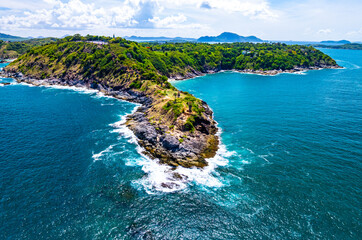 Fototapeta premium Aerial view of sea landscape view in summer season at Phuket island Thailand