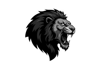 Obraz premium Pixel Art Lion Majestic Roar Monochrome Design on transparent background