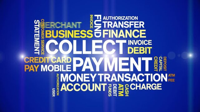 Collect Payment animated word cloud-text design animation tag kinetic typography seamless loop.