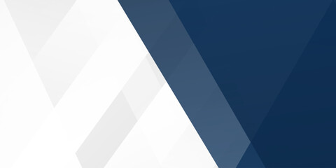 White and blue modern abstract wide banner with geometric shapes. Dark blue and white abstract background. Vector illustration