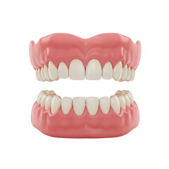 Obraz premium 3D Render of Full Set of Dentures on Transparent Background