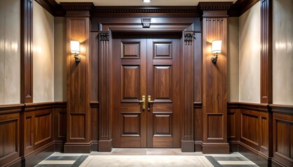 Elegant entryway with dark wood