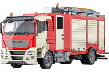 Fire engine, fire truck or fire lorry, transparent background
