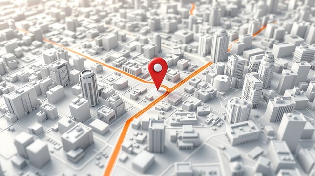 City map with gps location pin, navigation and route planning concept, urban cartography - Powered by Adobe