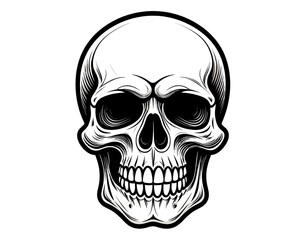 Obraz premium Detailed black and white skull graphic