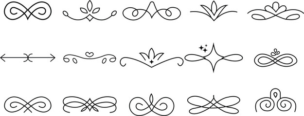 Hand Drawn Decorative Text Dividers and Calligraphic Flourishes. Collection Ornate