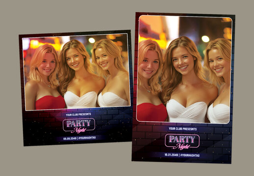 Night Party Social Media Post and Story Template with Blonde Women in Modern Outfit for Club Event or Fashion Party Promotion, Editable Design.