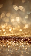 Golden glitter background with bokeh lights