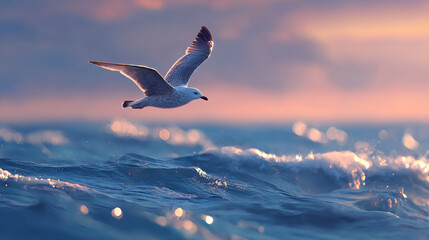 seagull over ocean