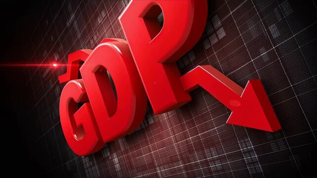 The text "GDP" and a chart showing increase or decrease. Gross domestic product concept. An index indicating inflation and economic growth.